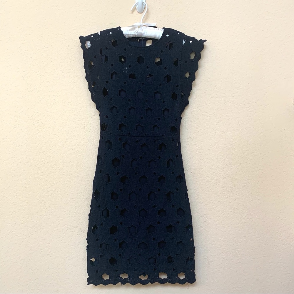 Aqua Dark Navy Blue Cutout Cap Sleeve Dress B5/15 - Picture 5 of 11